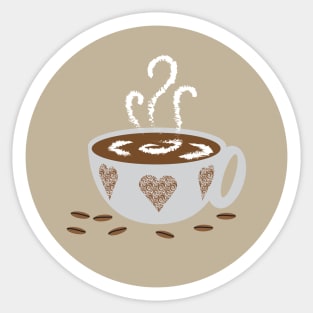 Coffee Cup with Hearts Sticker